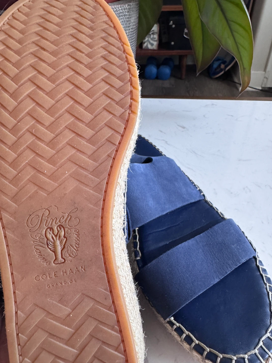 Cole Haan Navy Blue Espadrille Wedge Sandals - photo 4