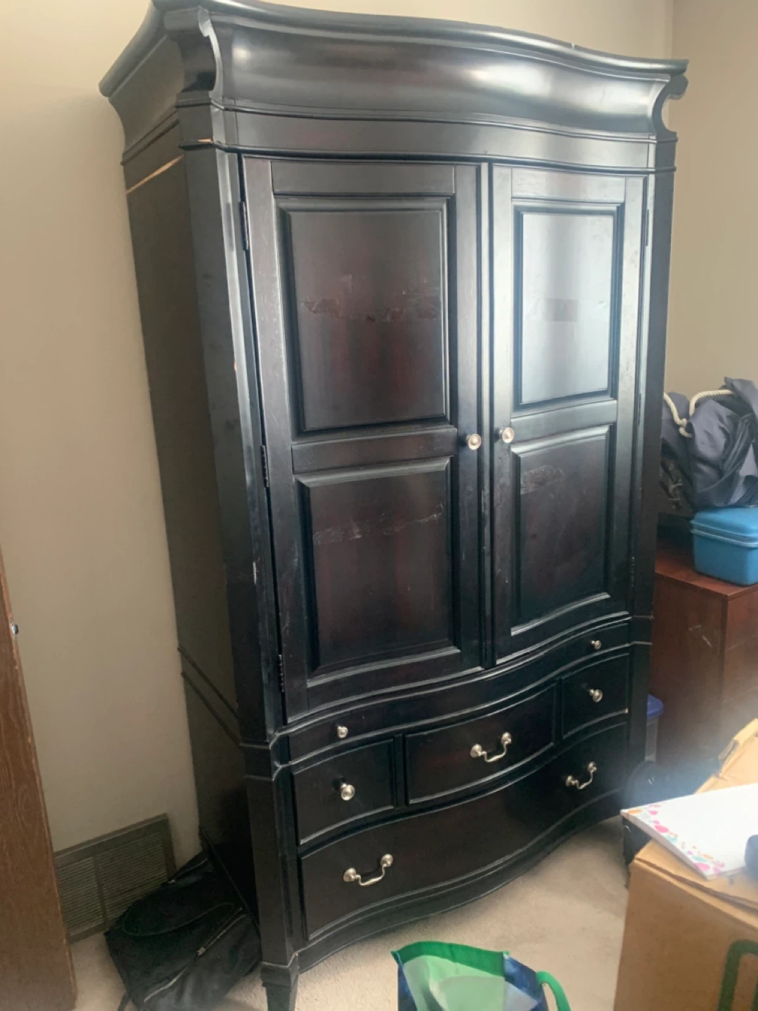 Solid Wood Armoire with Drawers