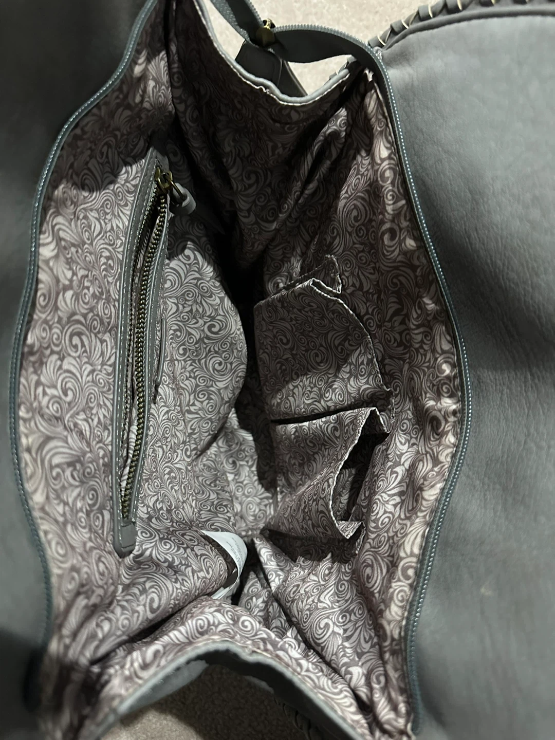 STEVEN Grey Faux Leather Fringe Hobo Bag - photo 3