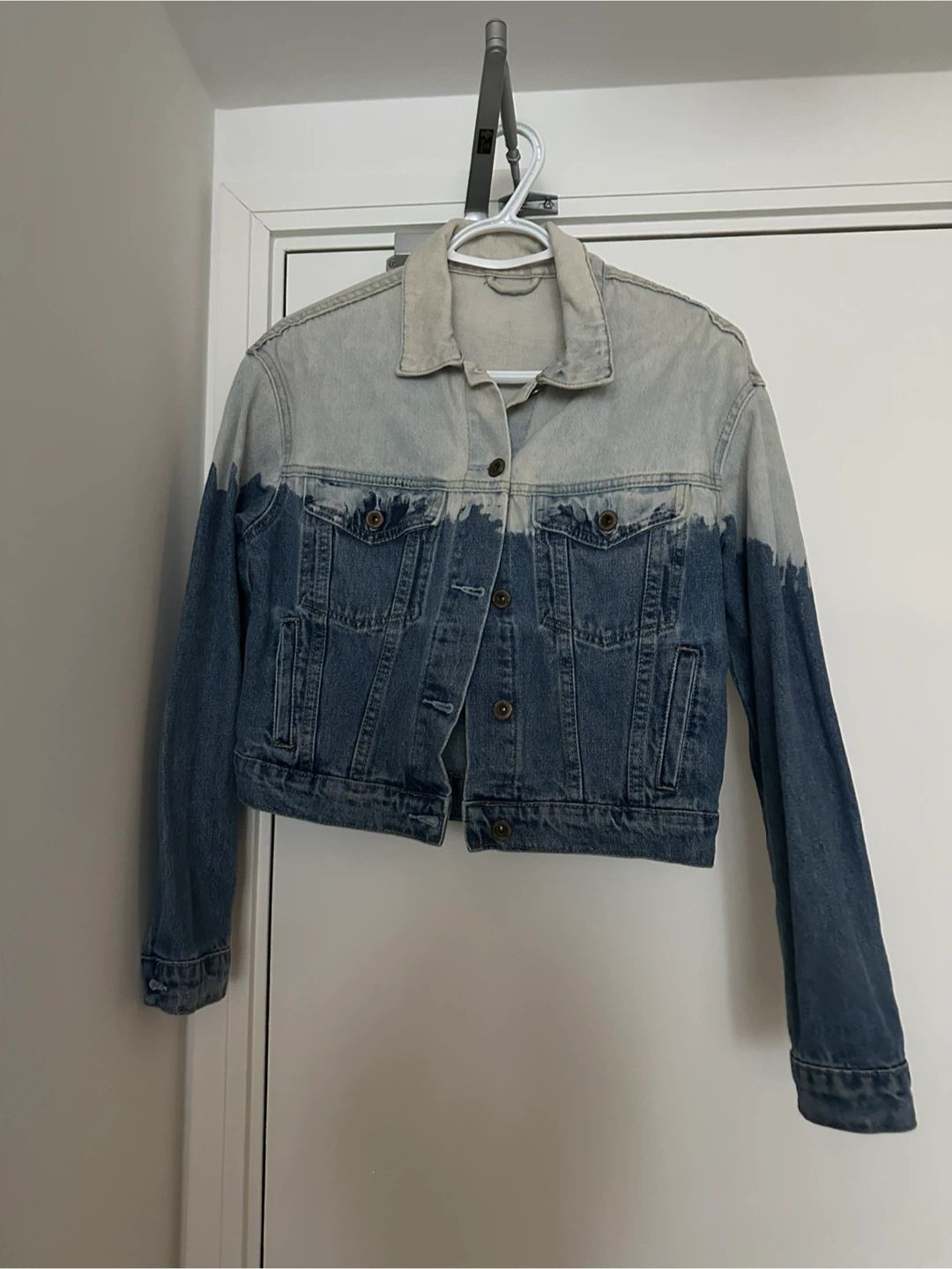 Denim Jacket - Blue and White Dip Dye