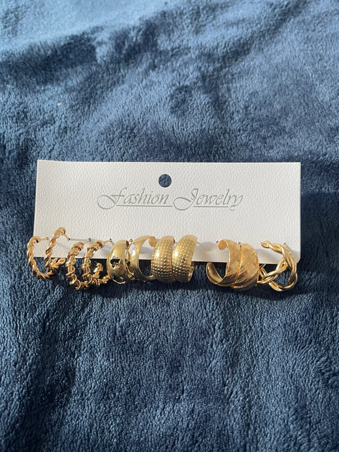 Set of 7 Gold Tone Hoop Earrings