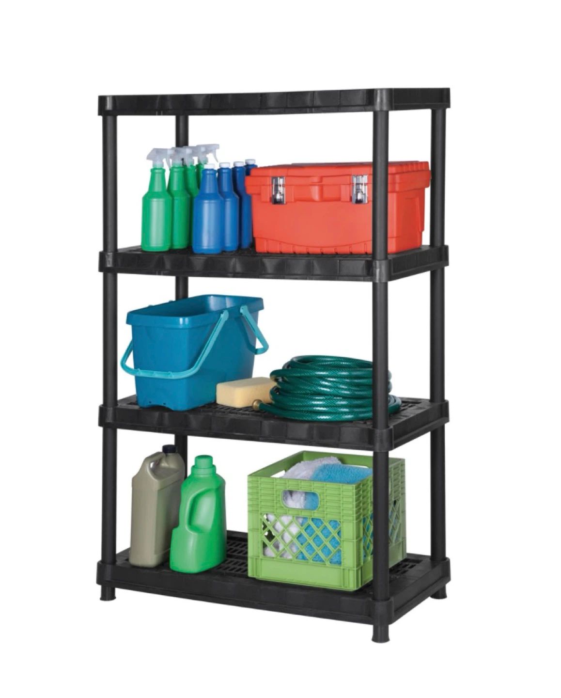 Berkley Jensen Black 4-Tier Plastic Shelving Unit