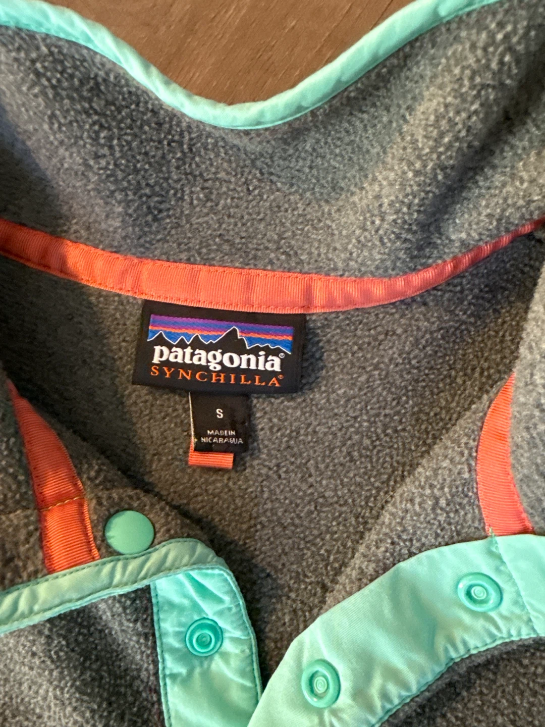 Patagonia Synchilla Fleece Snap-T Pullover - Gray/Teal - Size S - photo 3