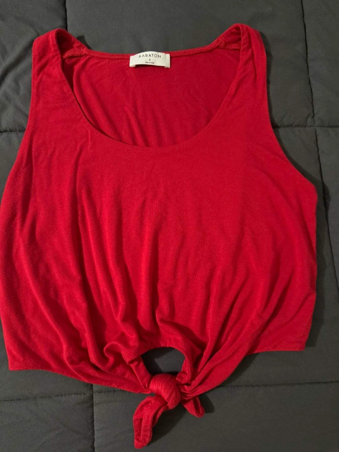 Babaton Red Tank Top with Tie Front - Size S