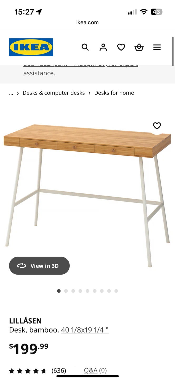 IKEA LILLASEN Desk - Bamboo, 40 1/8 x 19 1/4" x 29 1/8” - photo 2