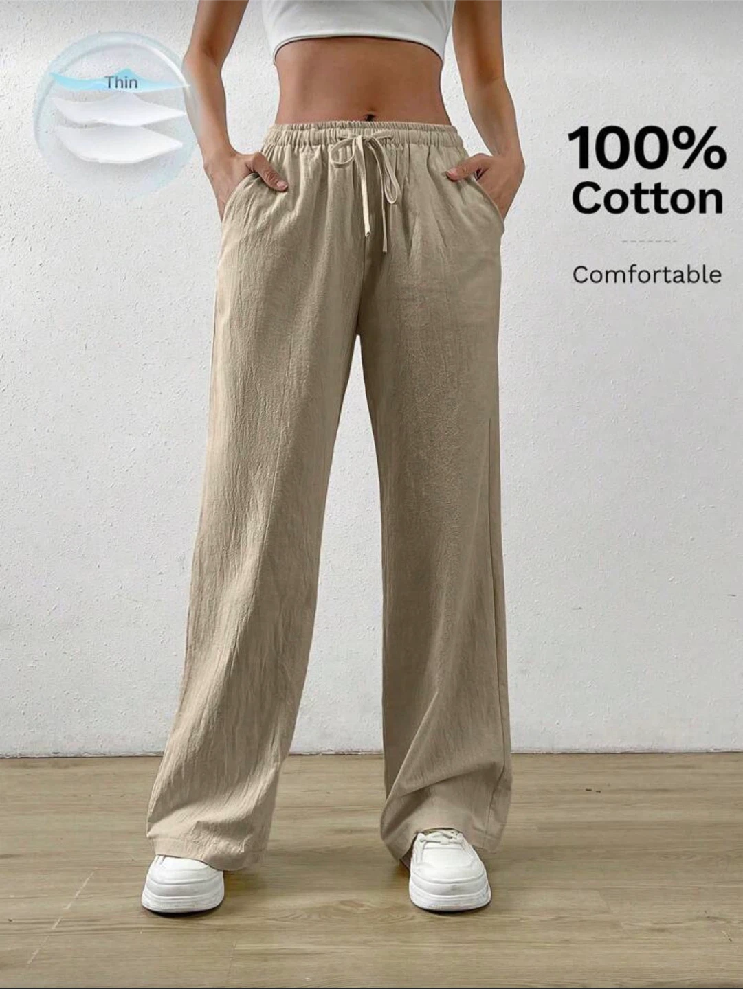 SHEIN Wide Leg Linen Pants