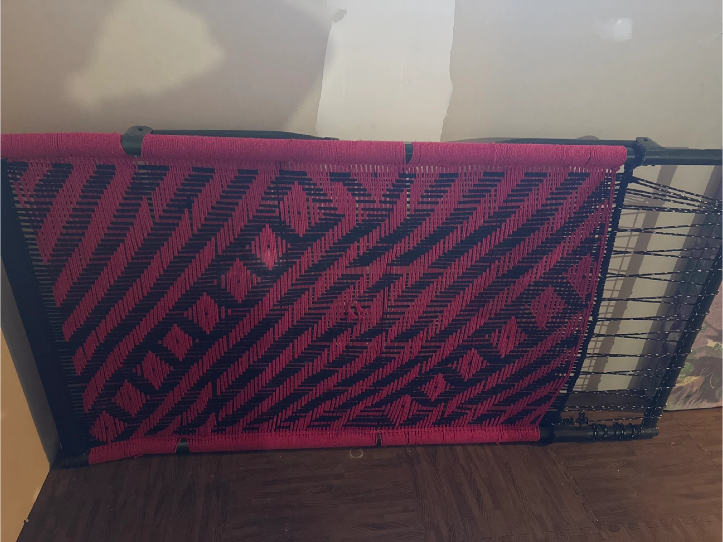 Red and Black Woven Cot