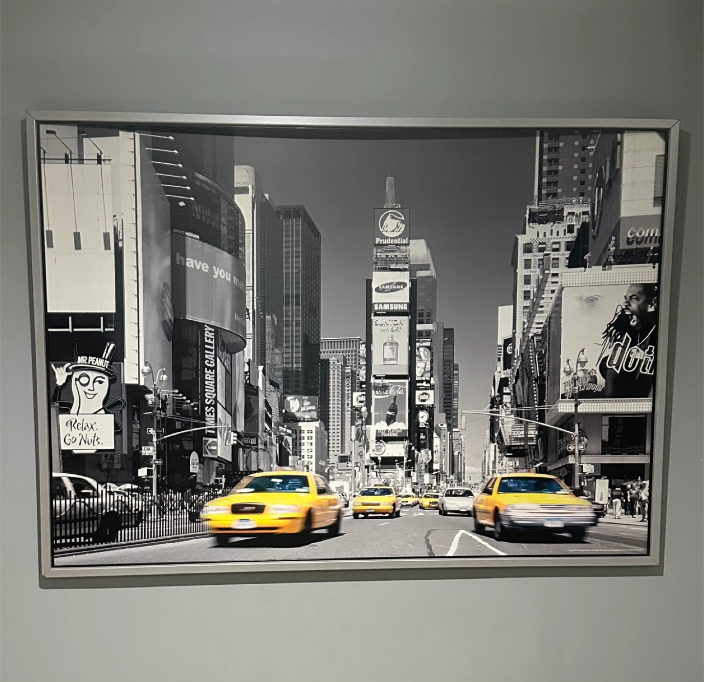 Framed Black and White Times Square Wall Art