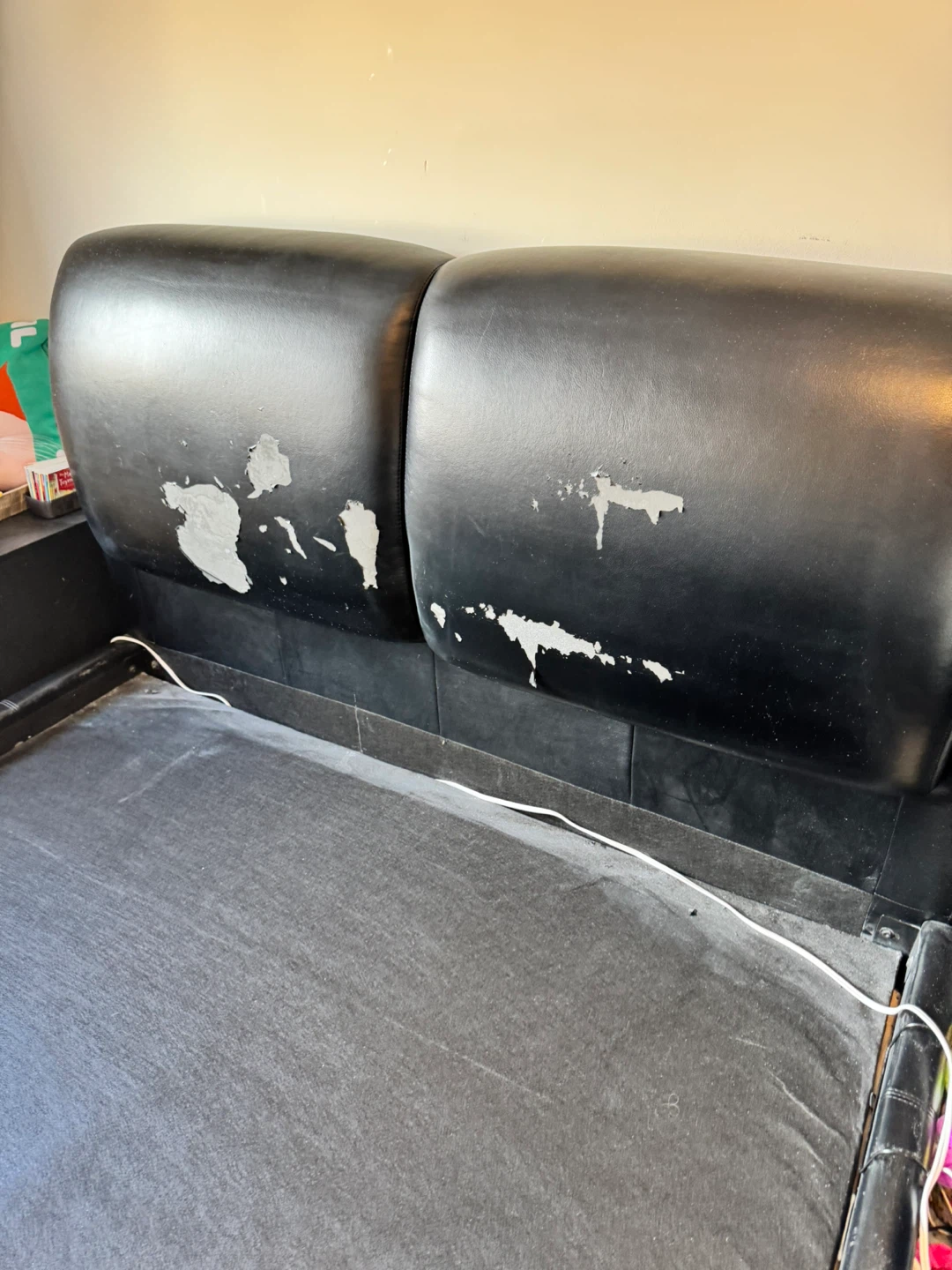 FREE Black Faux Leather Bed Frame with Headboard - photo 3