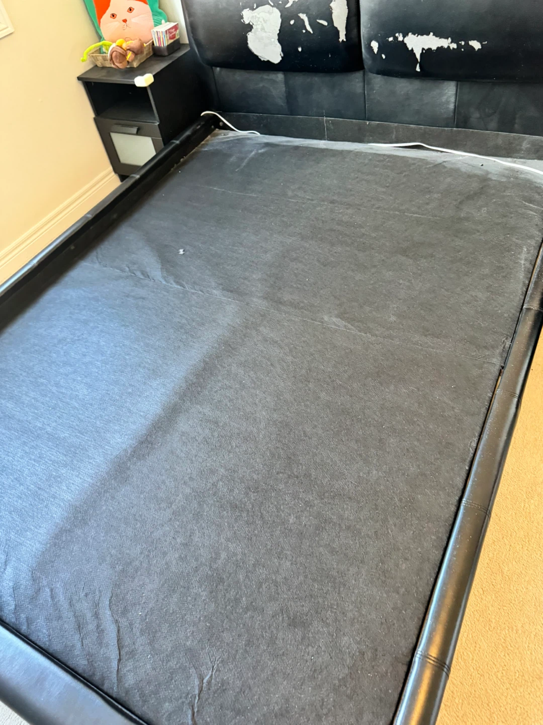 FREE Black Faux Leather Bed Frame with Headboard
