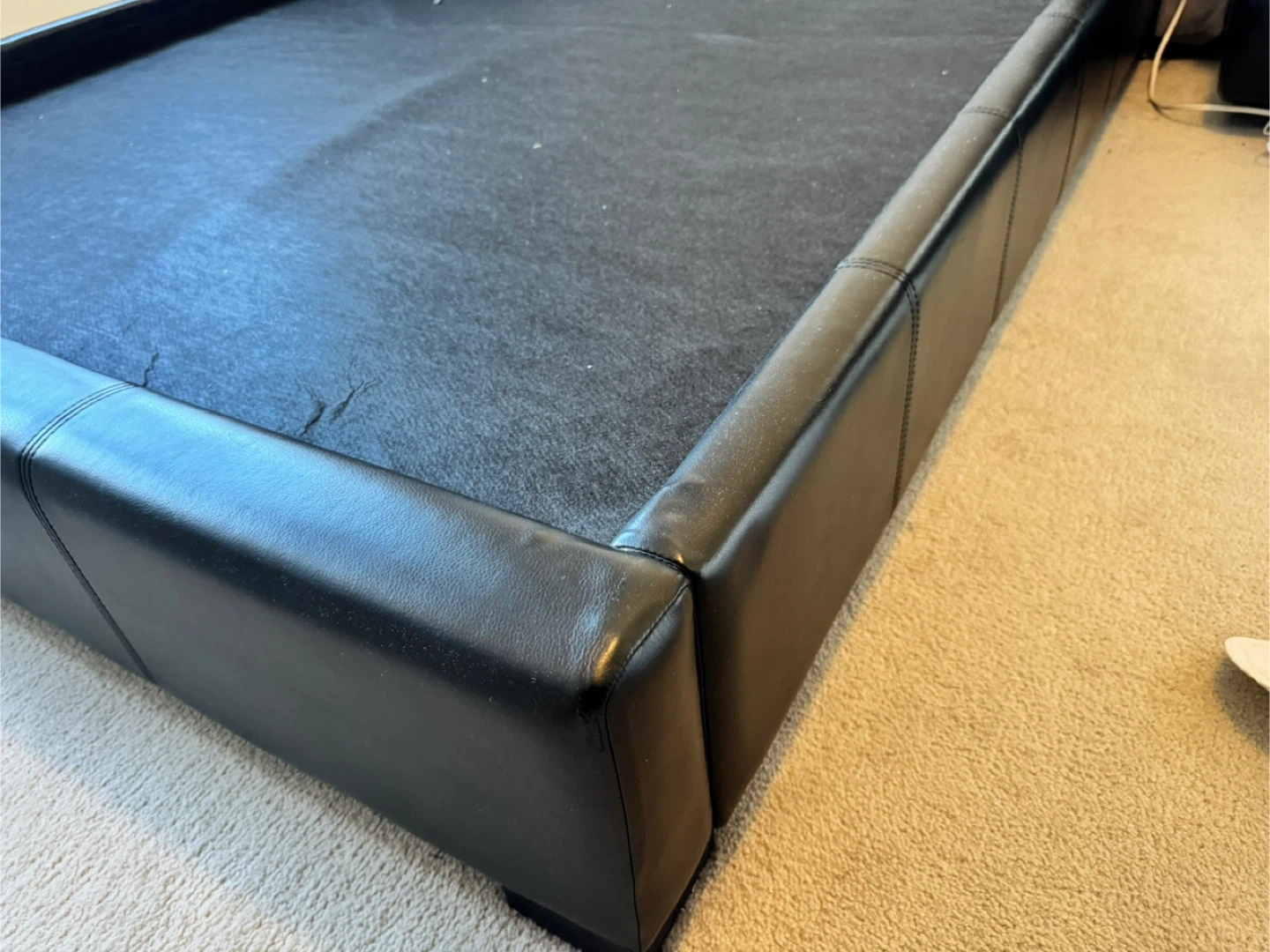 FREE Black Faux Leather Bed Frame with Headboard - photo 2