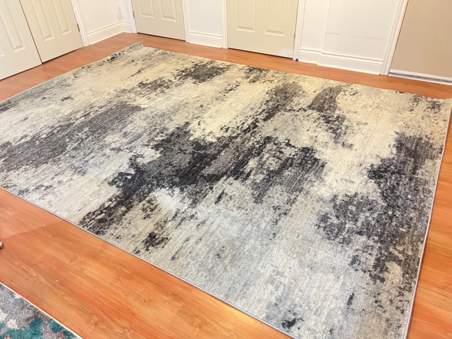 Grey and Black Abstract Area Rug