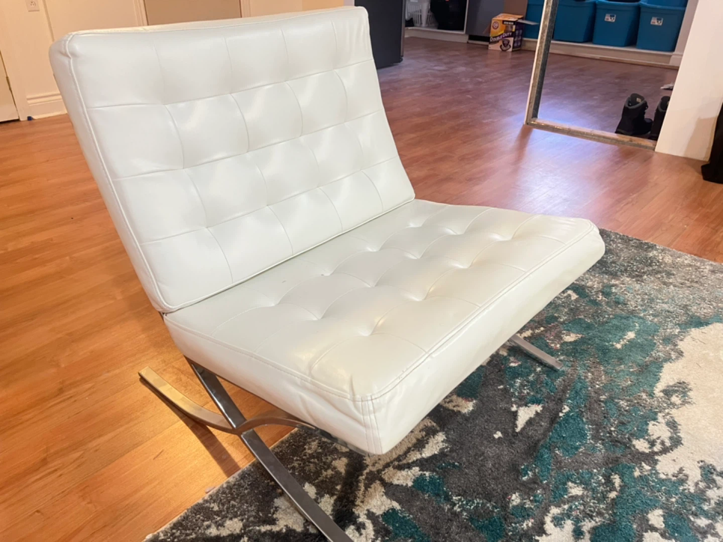 White Faux Leather Lounge Chair