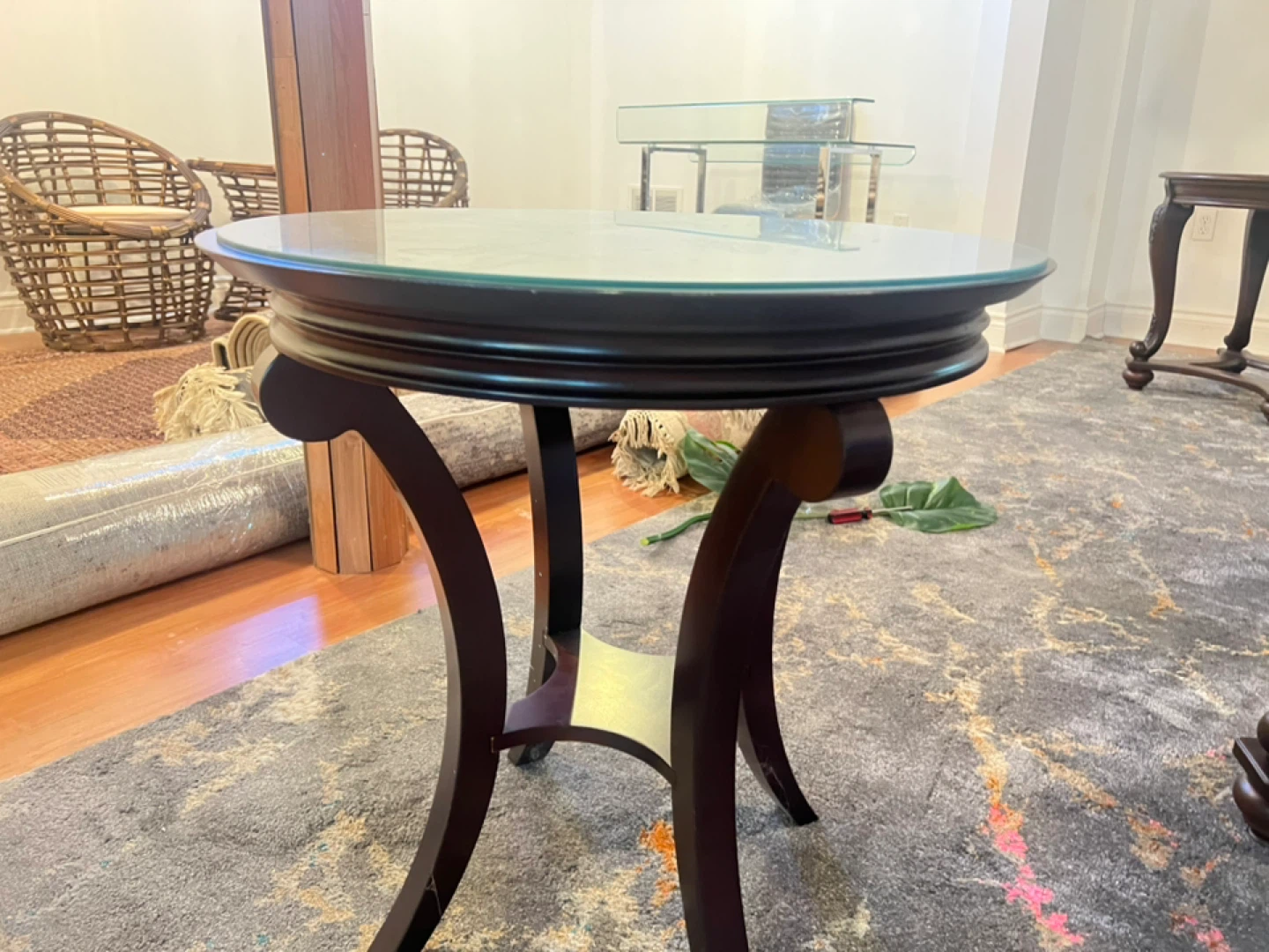 Round Accent Table with Glass Top