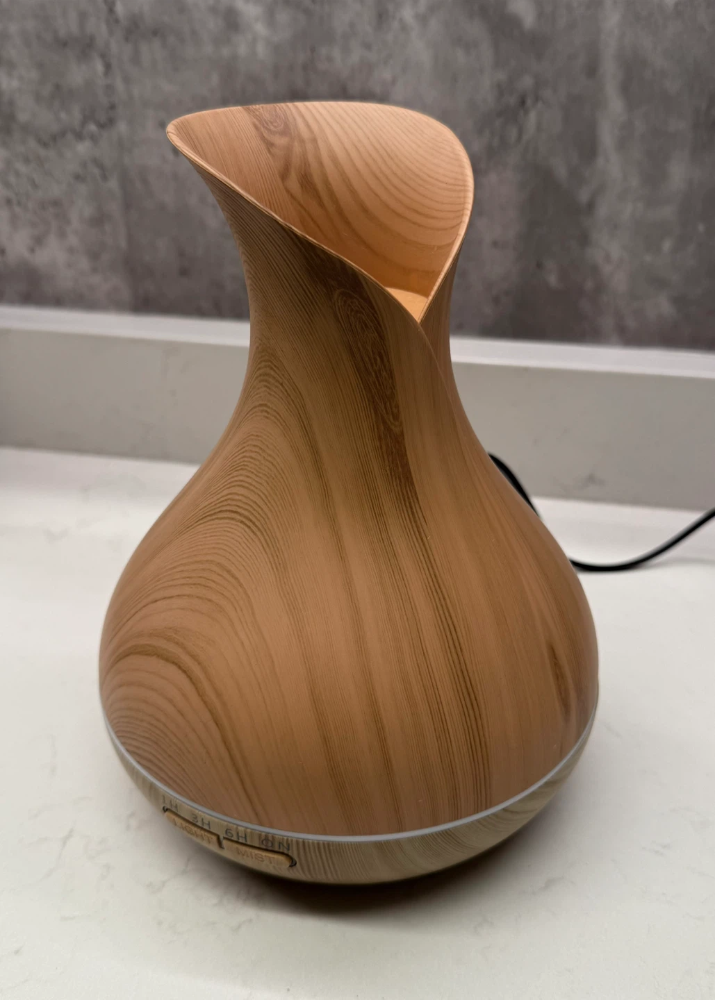 Wood Grain Essential Oil Diffuser with Power Adapter