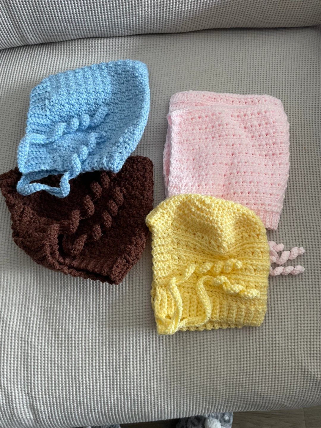 Crochet Winter/Spring baby bonnets