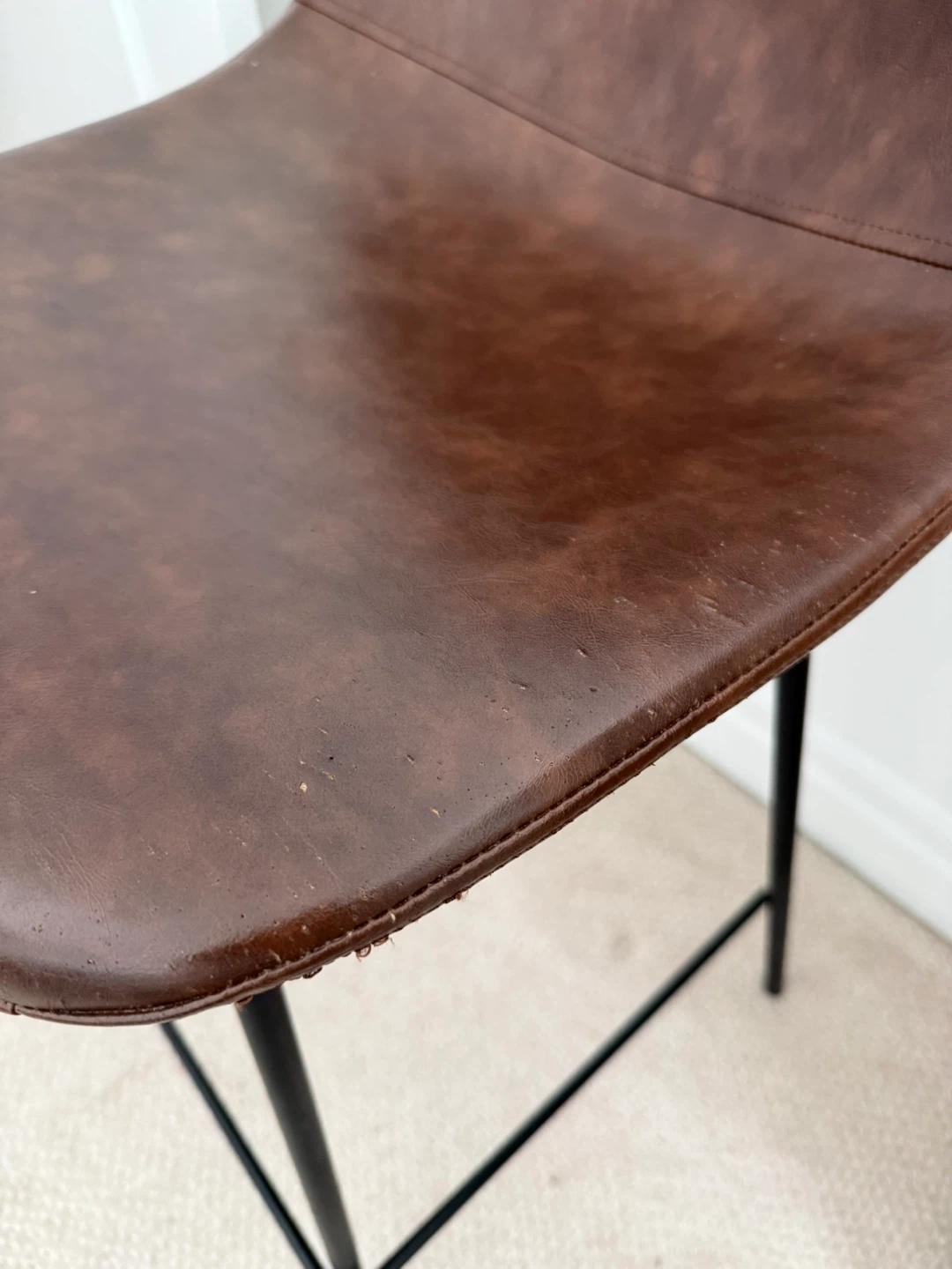 Wazo Milan Bar Stools – Set of 3 – Brown Leather Look - photo 2