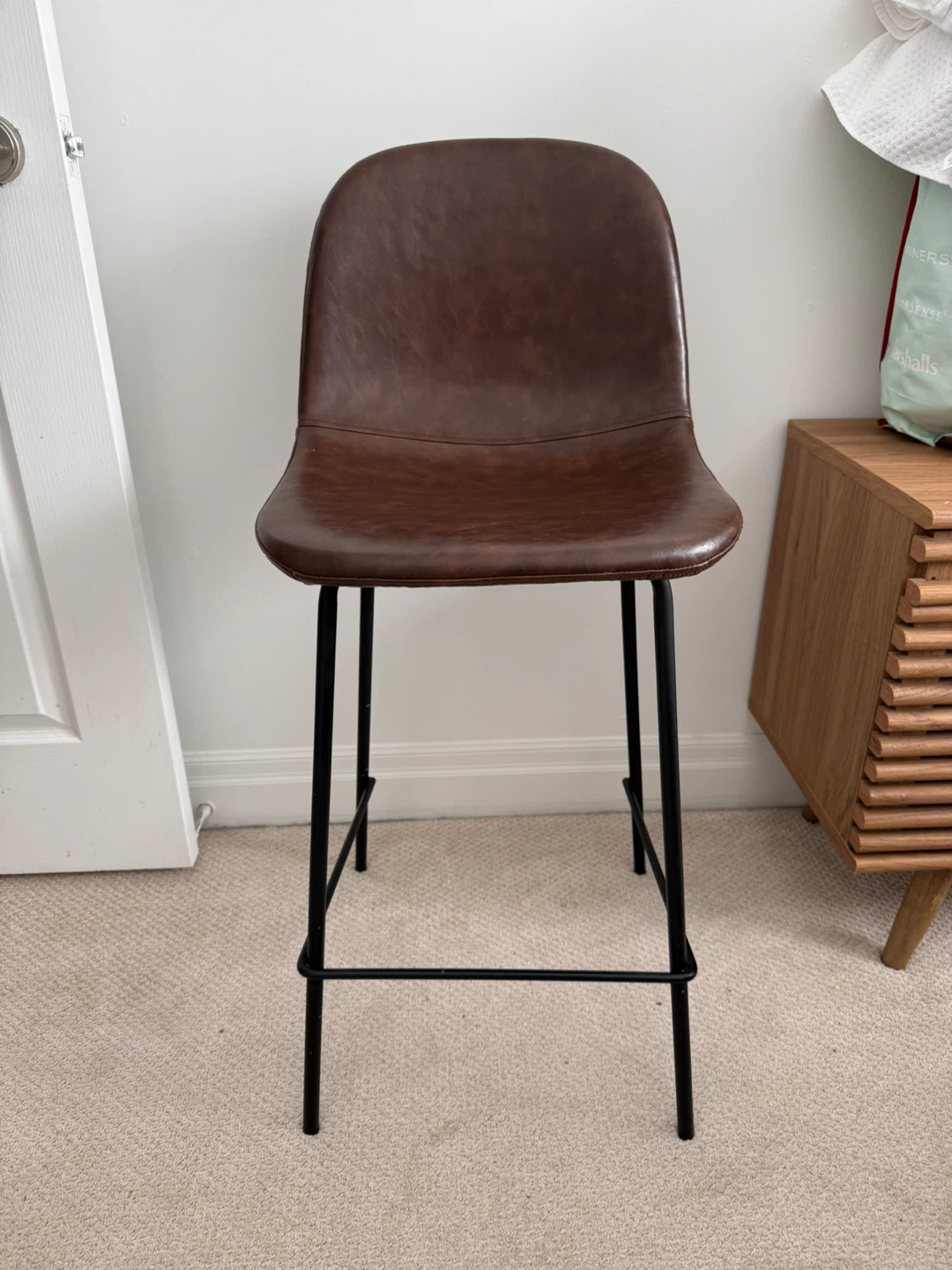 Wazo Milan Bar Stools – Set of 3 – Brown Leather Look
