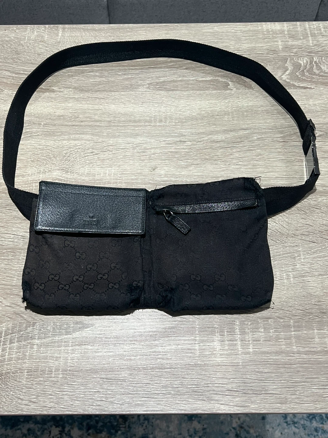 Gucci Black GG Canvas Belt Bag
