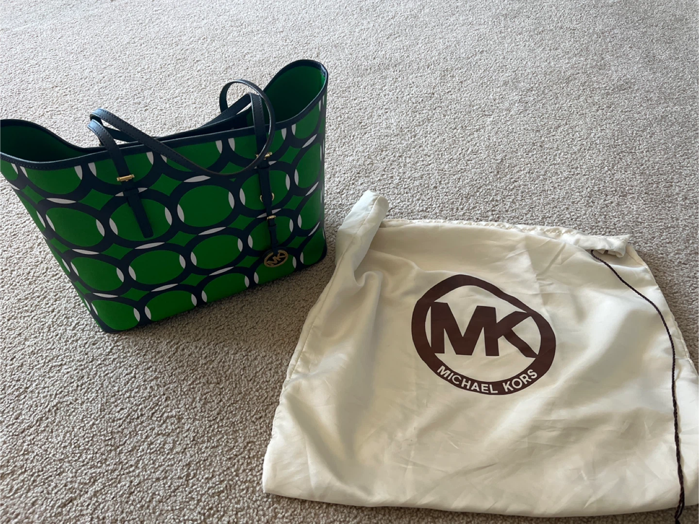 Michael Kors Tote Bag - Green Geometric Print