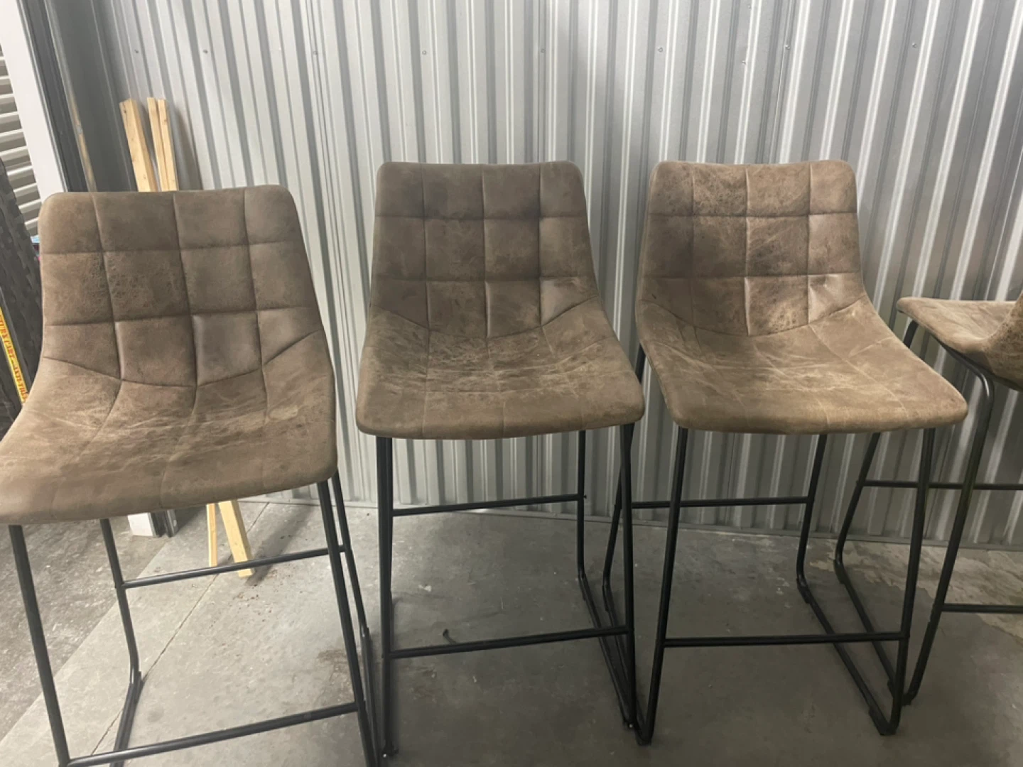 Set of 4 Brown Faux Leather Bar Stools - photo 3