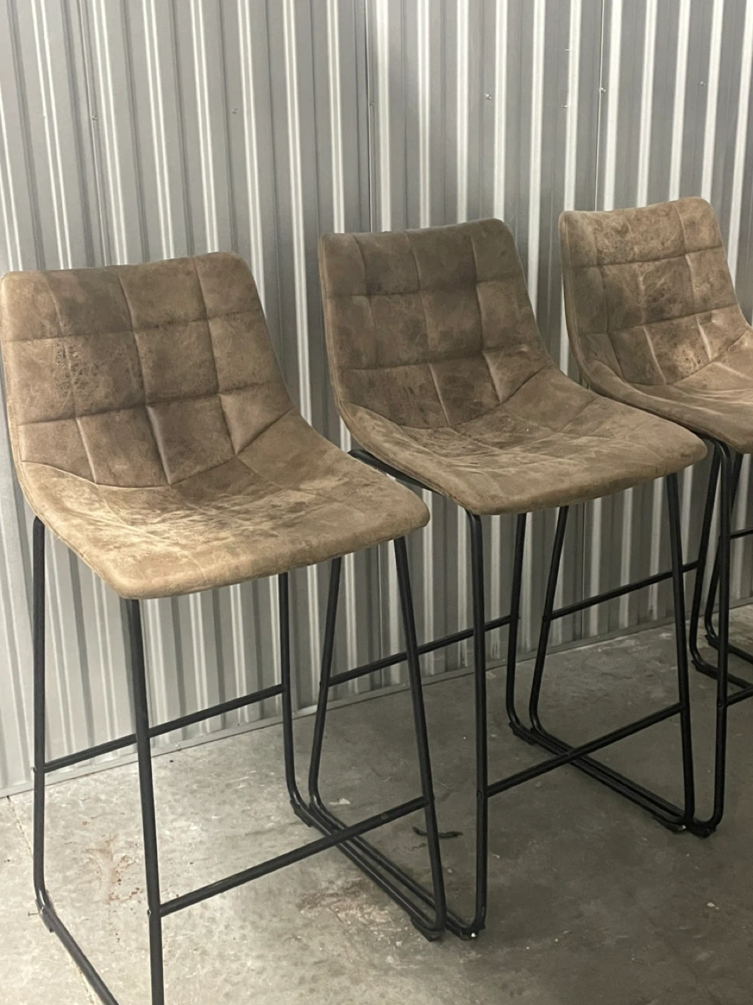 Set of 4 Brown Faux Leather Bar Stools - photo 5