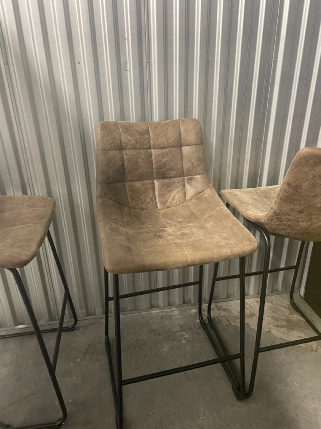Set of 4 Brown Faux Leather Bar Stools - photo 2