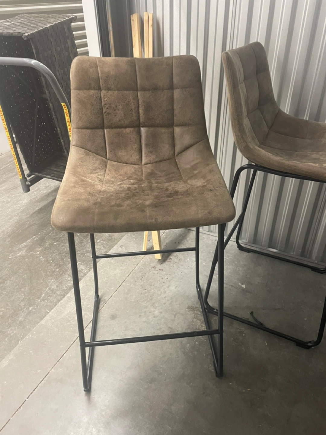 Set of 4 Brown Faux Leather Bar Stools