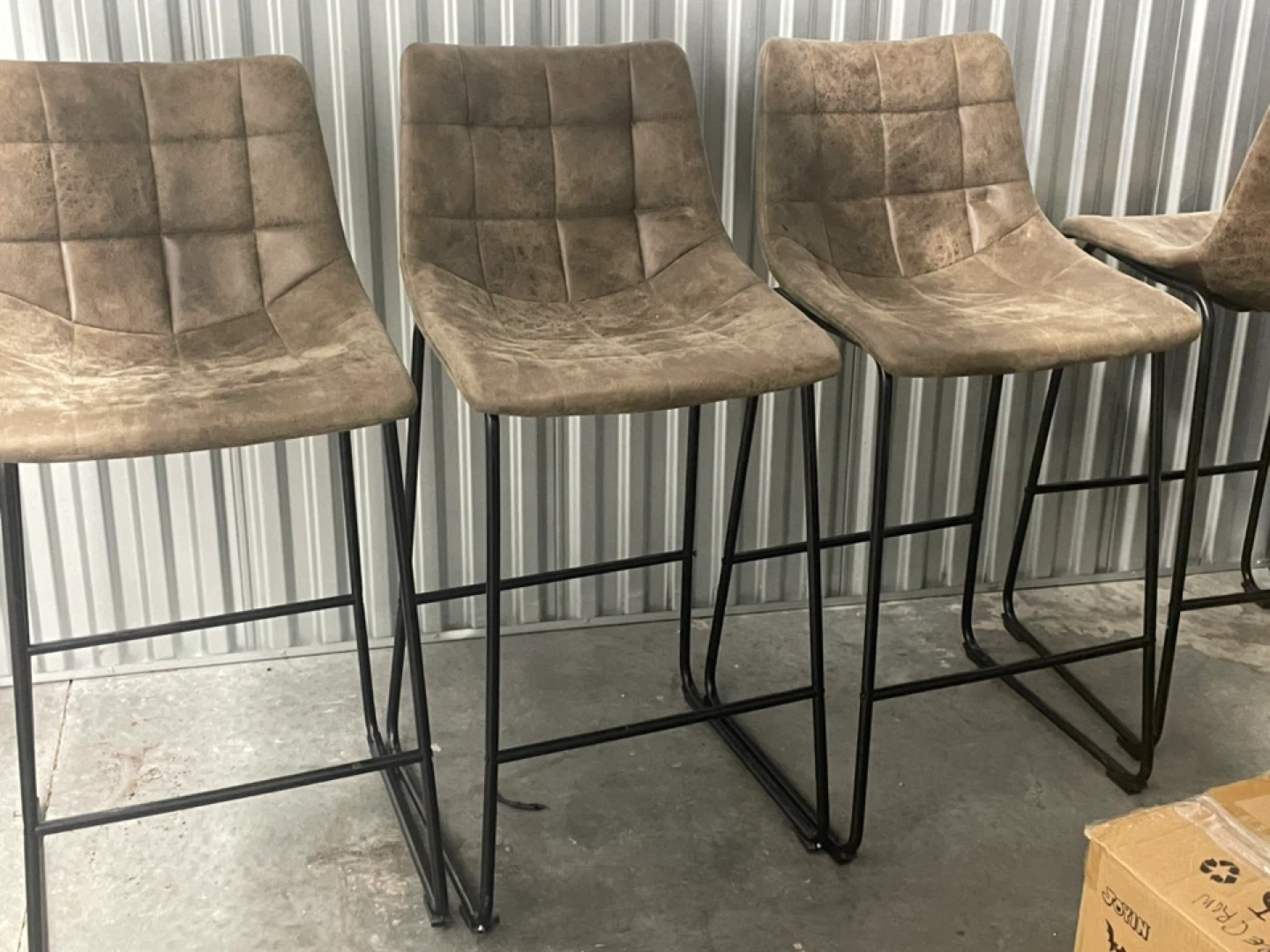 Set of 4 Brown Faux Leather Bar Stools - photo 4