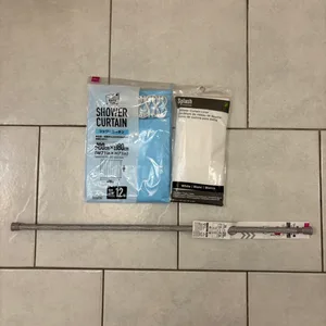Shower Curtain, Liner & Extensible Rod Set