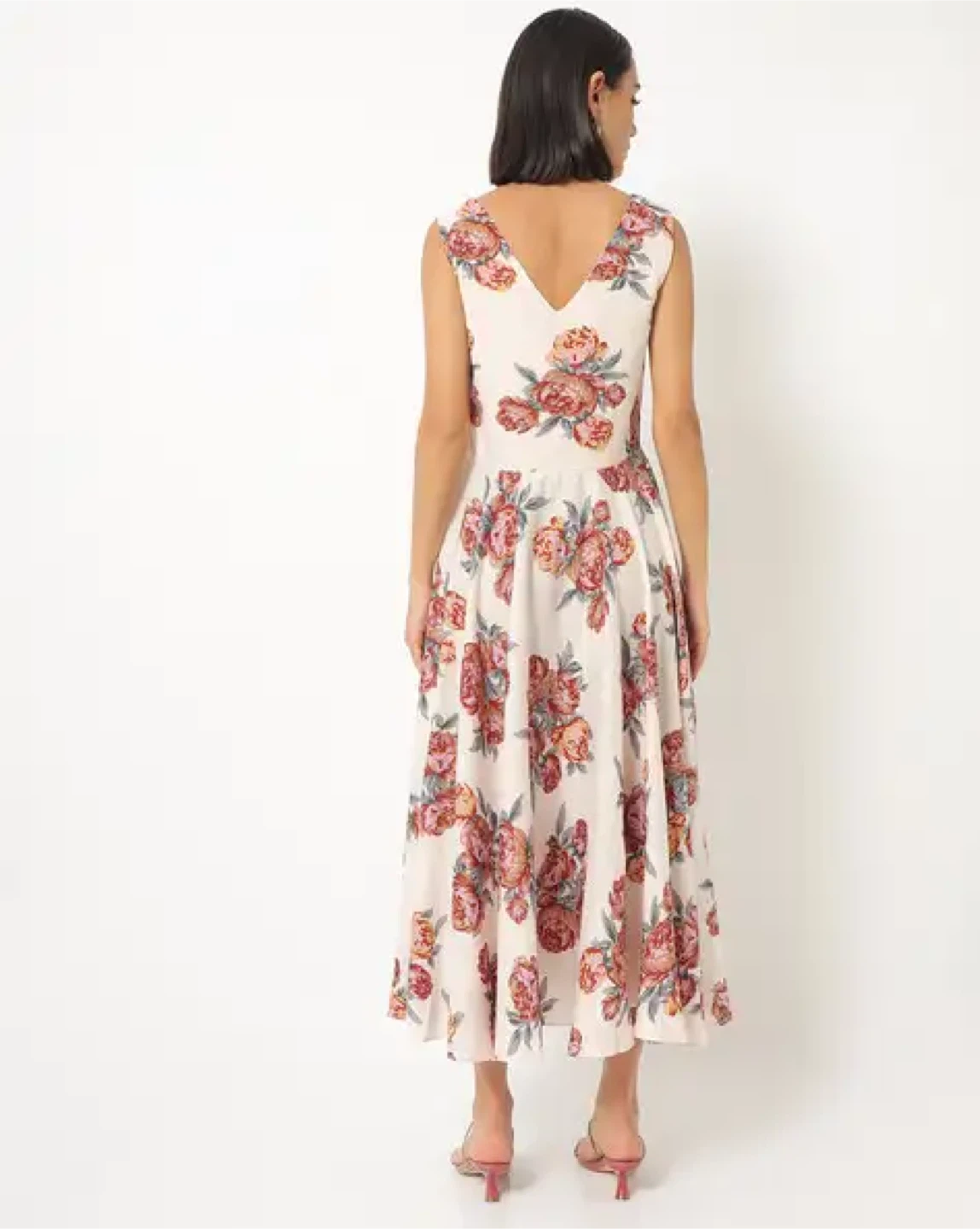 NEW! RARE LONDON Floral V-Neck Flared Midi Dress - photo 2