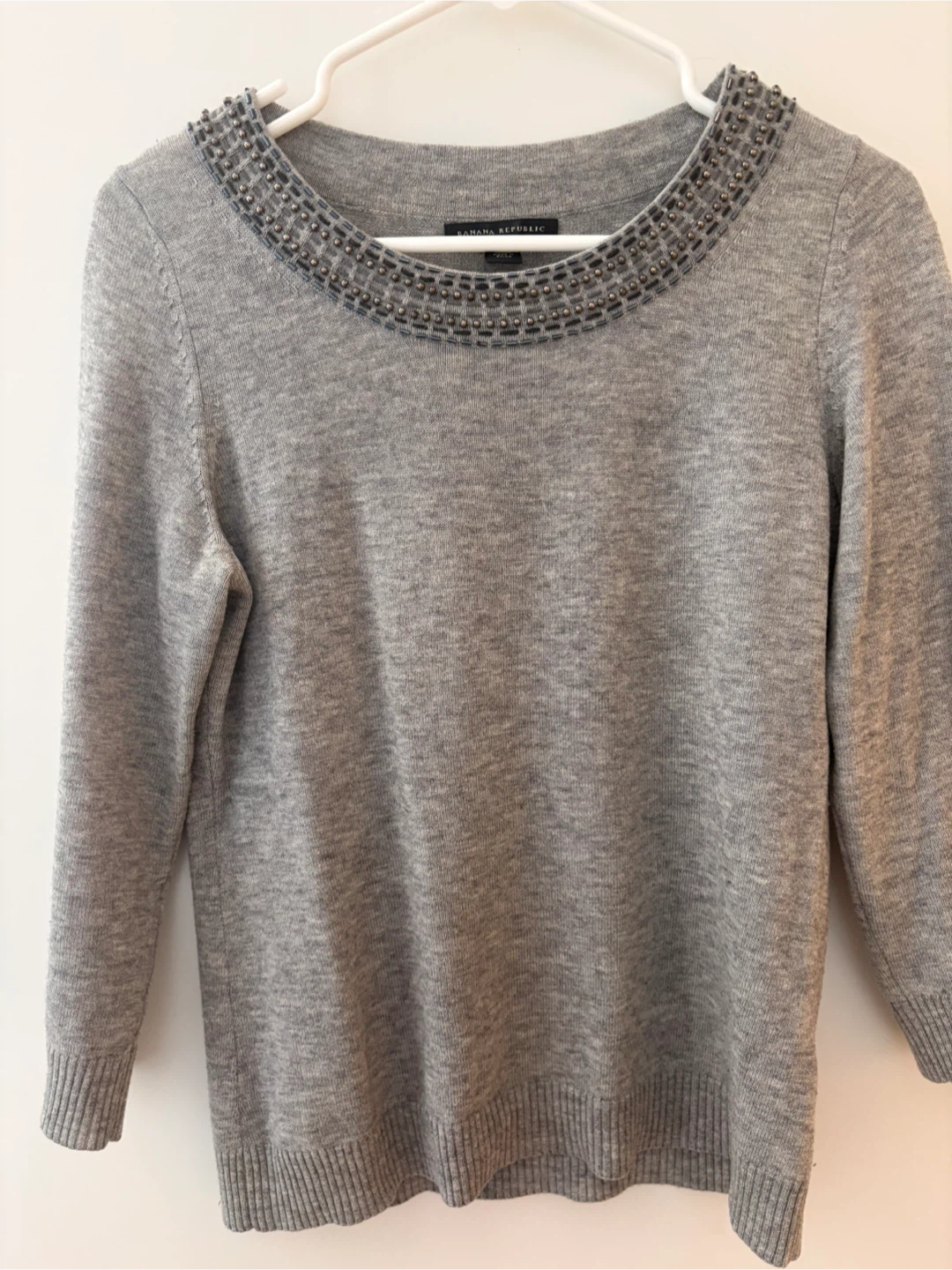 Banana Republic Grey Beaded Sweater