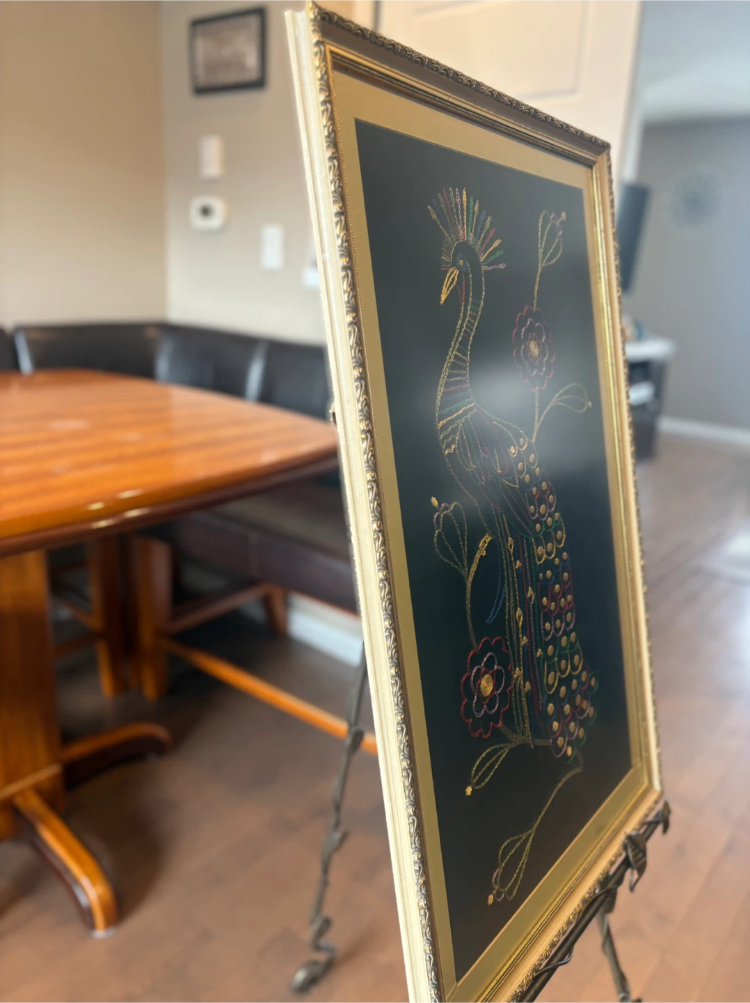 Framed Peacock Embroidery Art - photo 3
