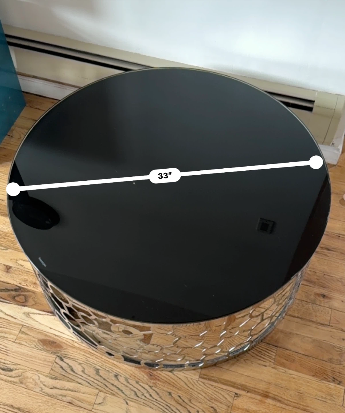 Round Black Glass Coffee Table - 33" Diameter - photo 2