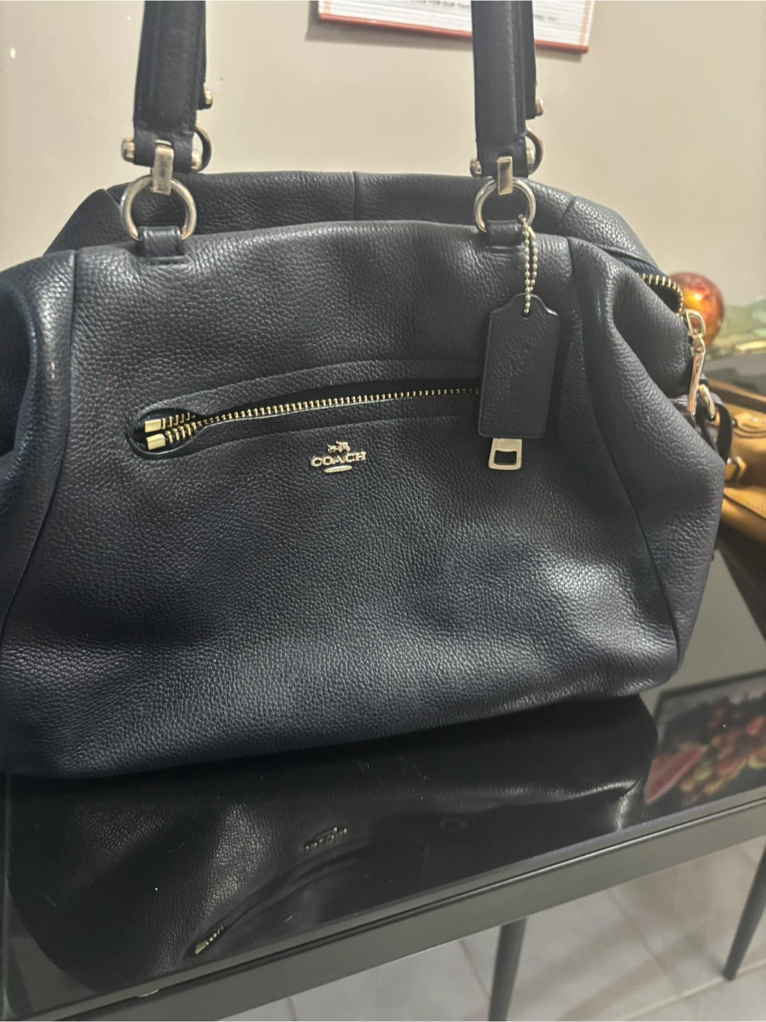 Coach Navy Leather Satchel Handbag