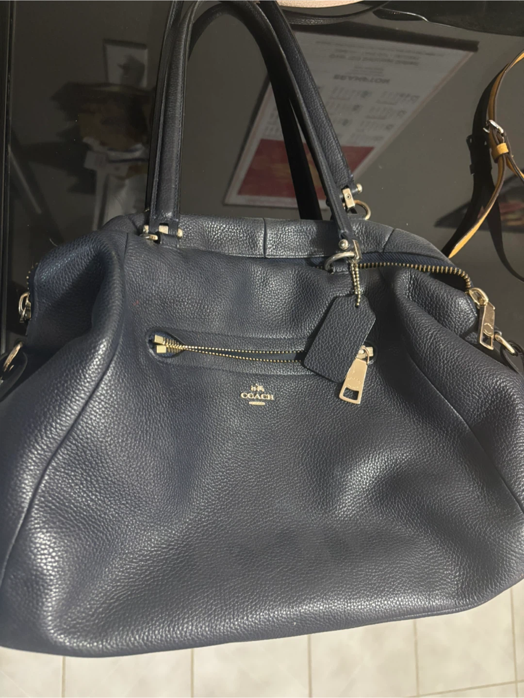 Coach Navy Leather Satchel Handbag - photo 2