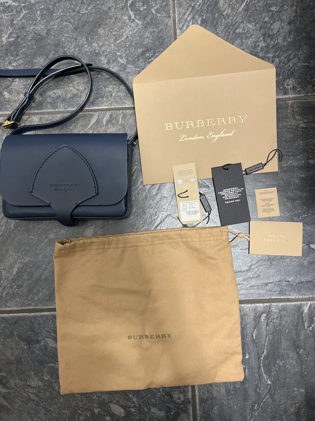 Burberry Navy Leather Shoulder Bag