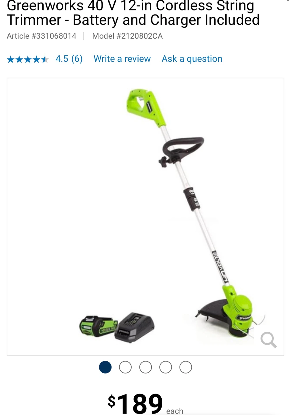 Greenworks 40V 12-in Cordless String Trimmer