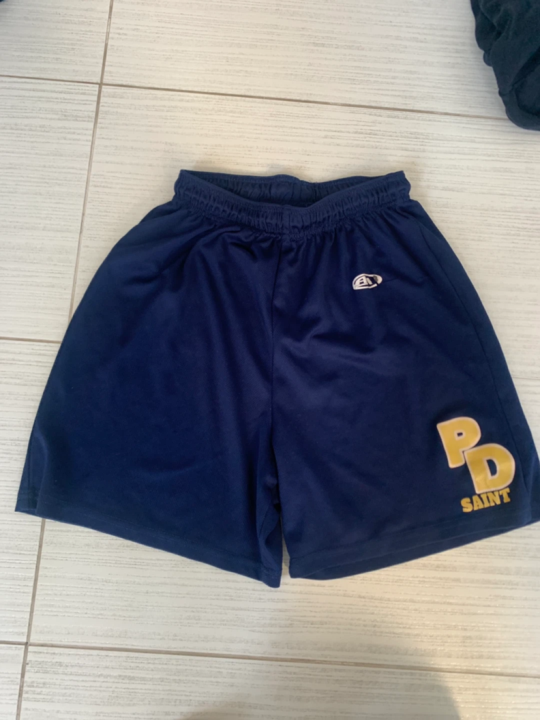 Athletic Knit Navy Blue "PD SAINT" Shorts - Ladies Small