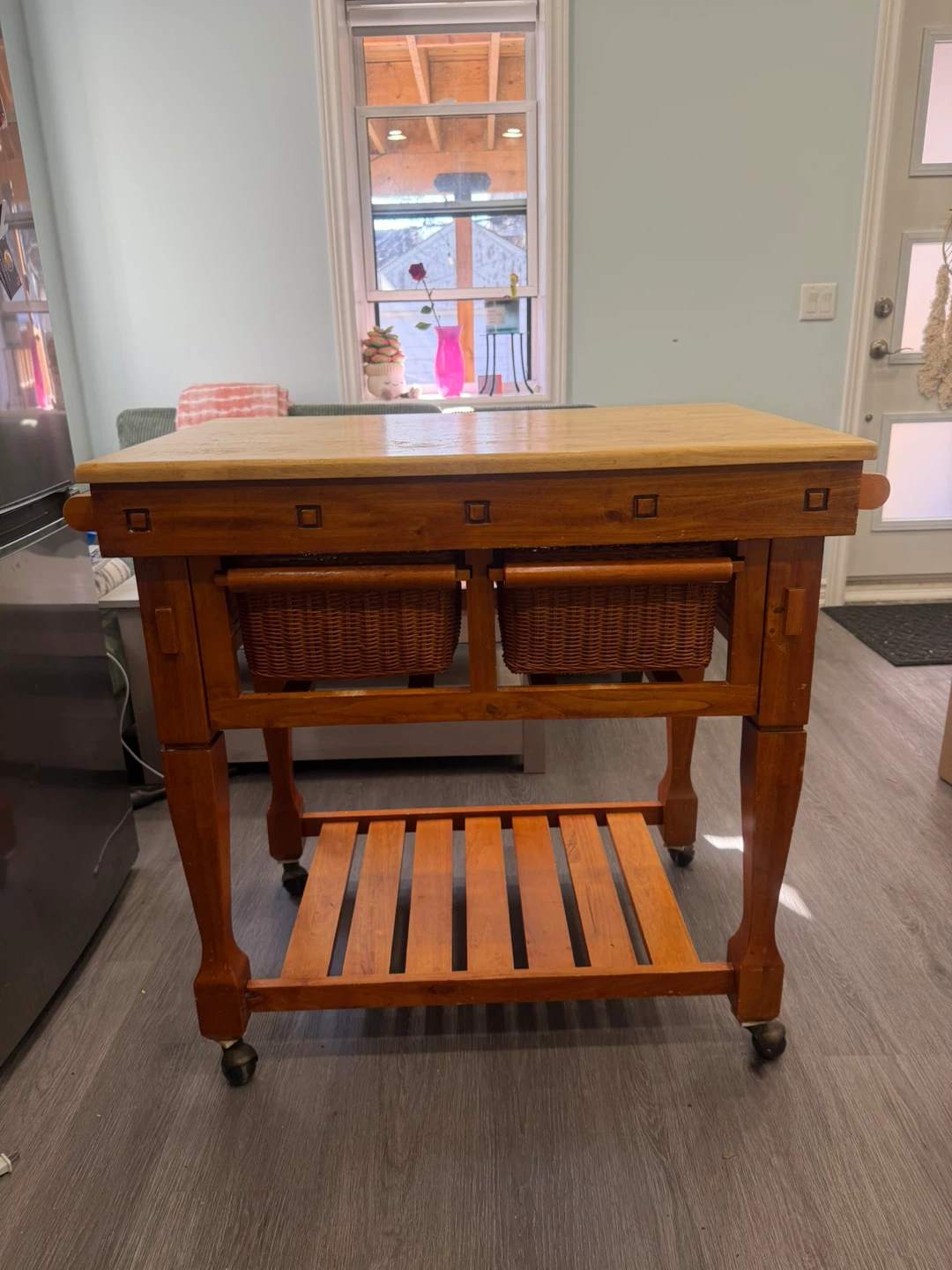 Wooden Kitchen Cart with Baskets