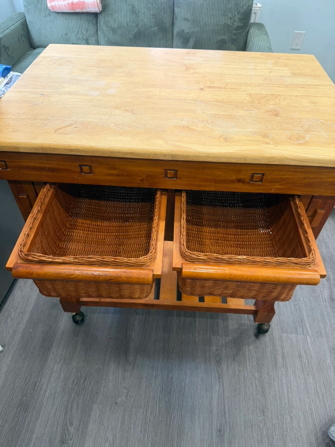 Wooden Kitchen Cart with Baskets - photo 2