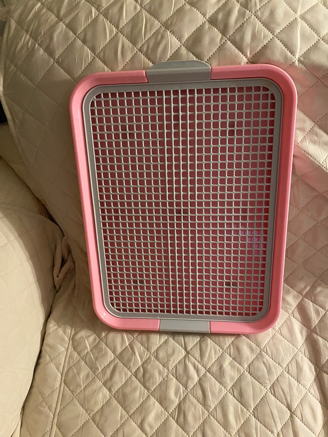 Pink Pet Training Tray with Grate