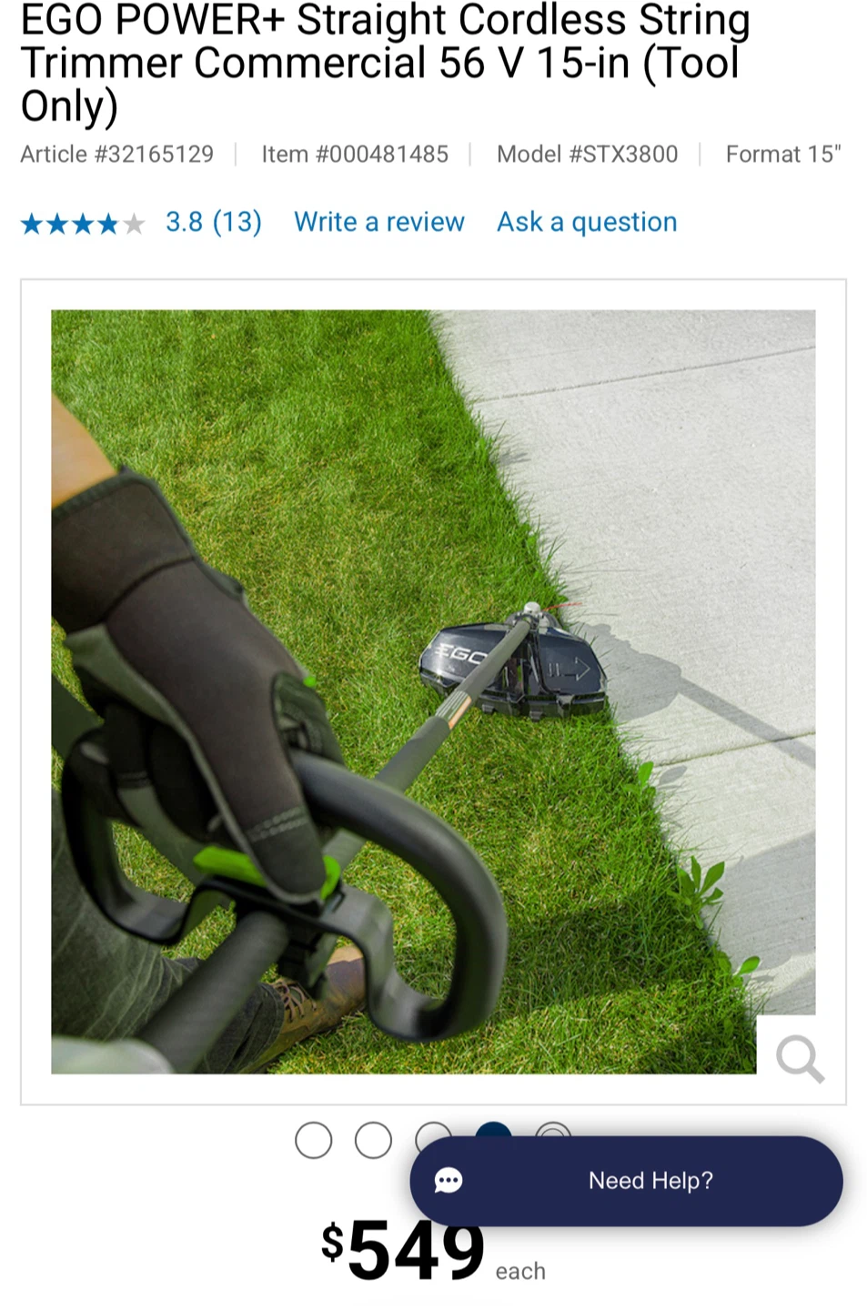EGO Commercial Series 15" String Trimmer STX3800 - photo 2