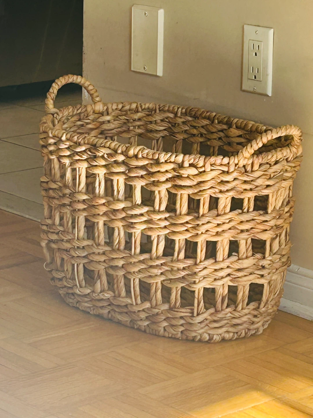 Woven Hyacinth Storage Basket with Handles