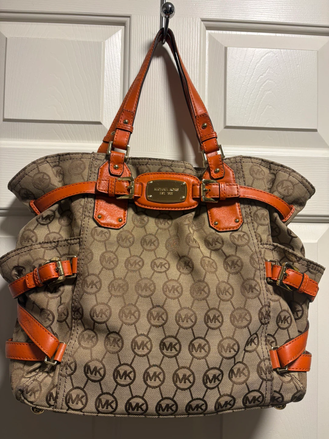Michael Kors Monogram Tote Bag - Brown & Orange