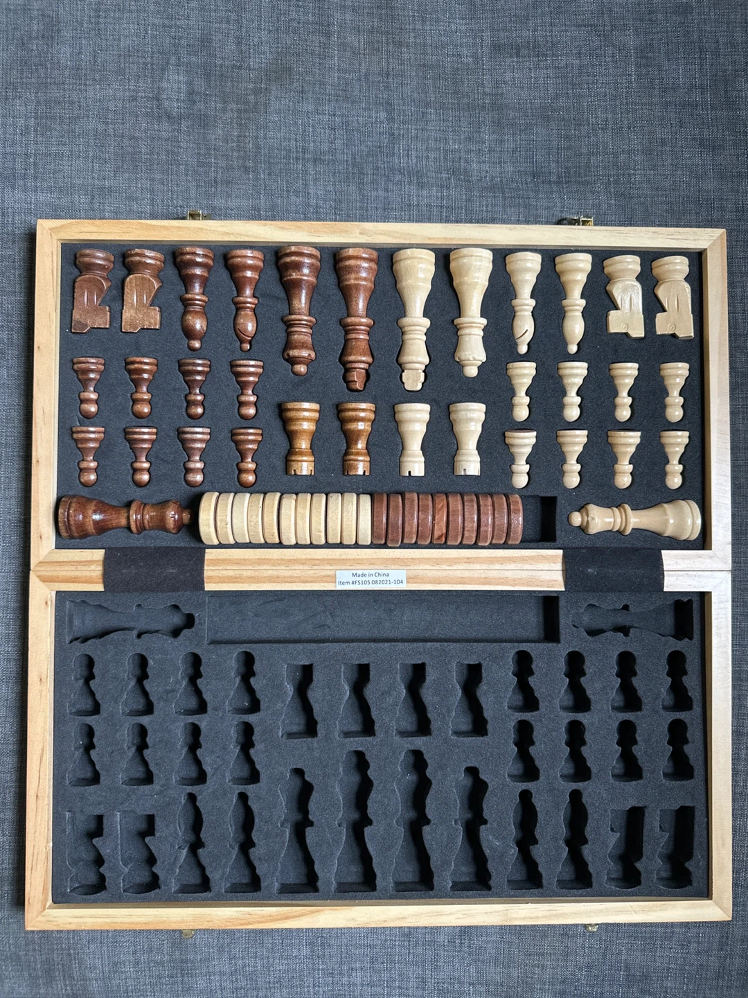 Wooden Chess Set with Folding Board