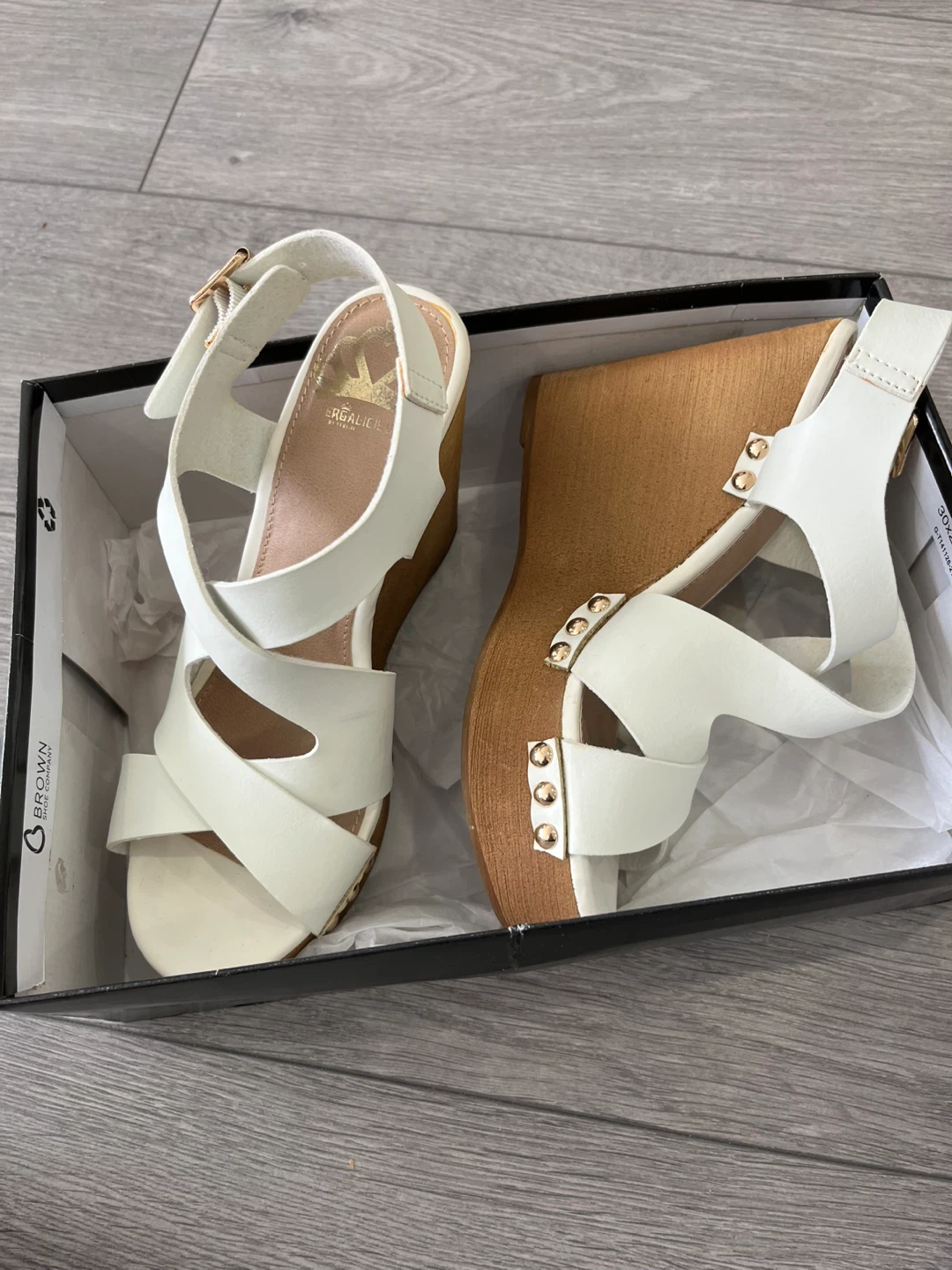 Fergalicious by Fergie White Lauren Wedge Sandals Size 6.5M - photo 3