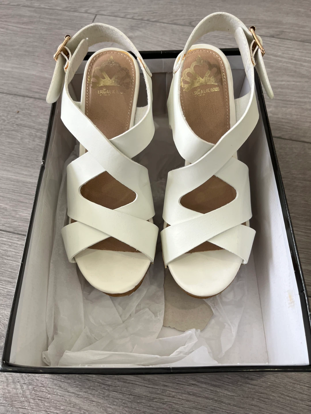 Fergalicious by Fergie White Lauren Wedge Sandals Size 6.5M