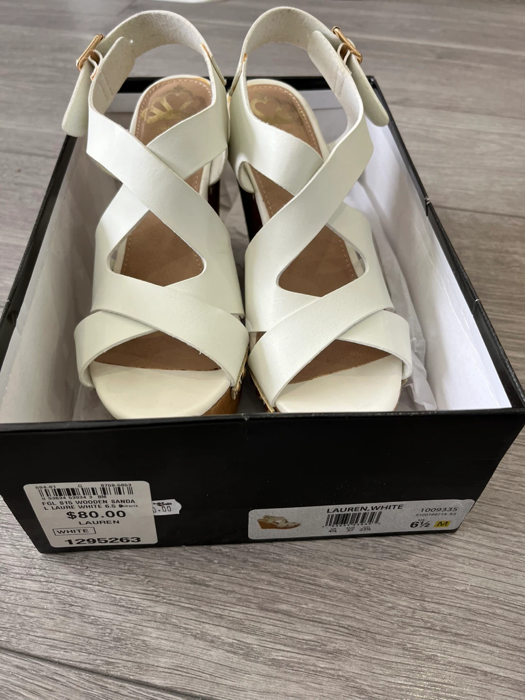 Fergalicious by Fergie White Lauren Wedge Sandals Size 6.5M - photo 2