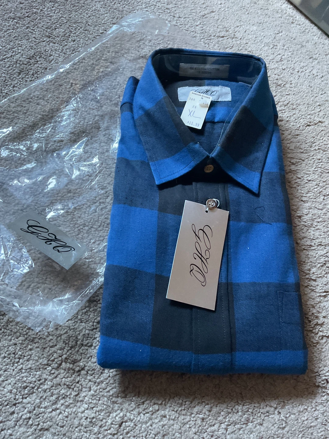 GHQ Blue and Black Buffalo Plaid Flannel Shirt XL - photo 2